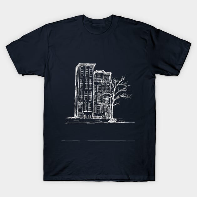 Brownstones (Negative Image) T-Shirt by becksbespokebrooklyn